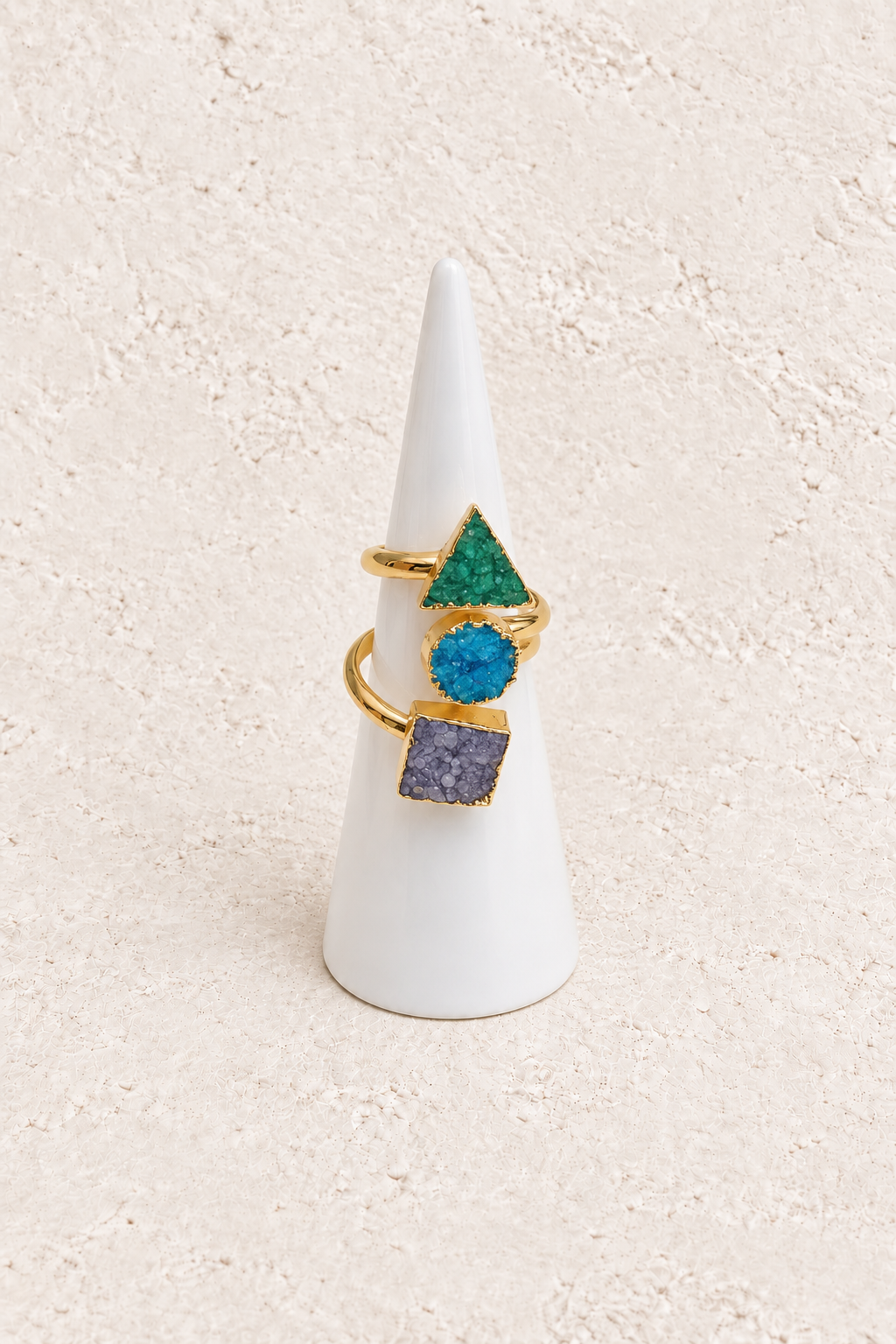 
                  
                    Triple Shaped Druzy Green Adjustable Ring
                  
                