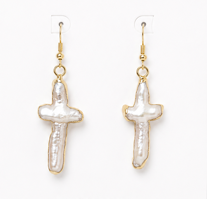 
                  
                    Faith Pearl Drop Earrings – Genuine Freshwater Pearl Cross Earrings
                  
                