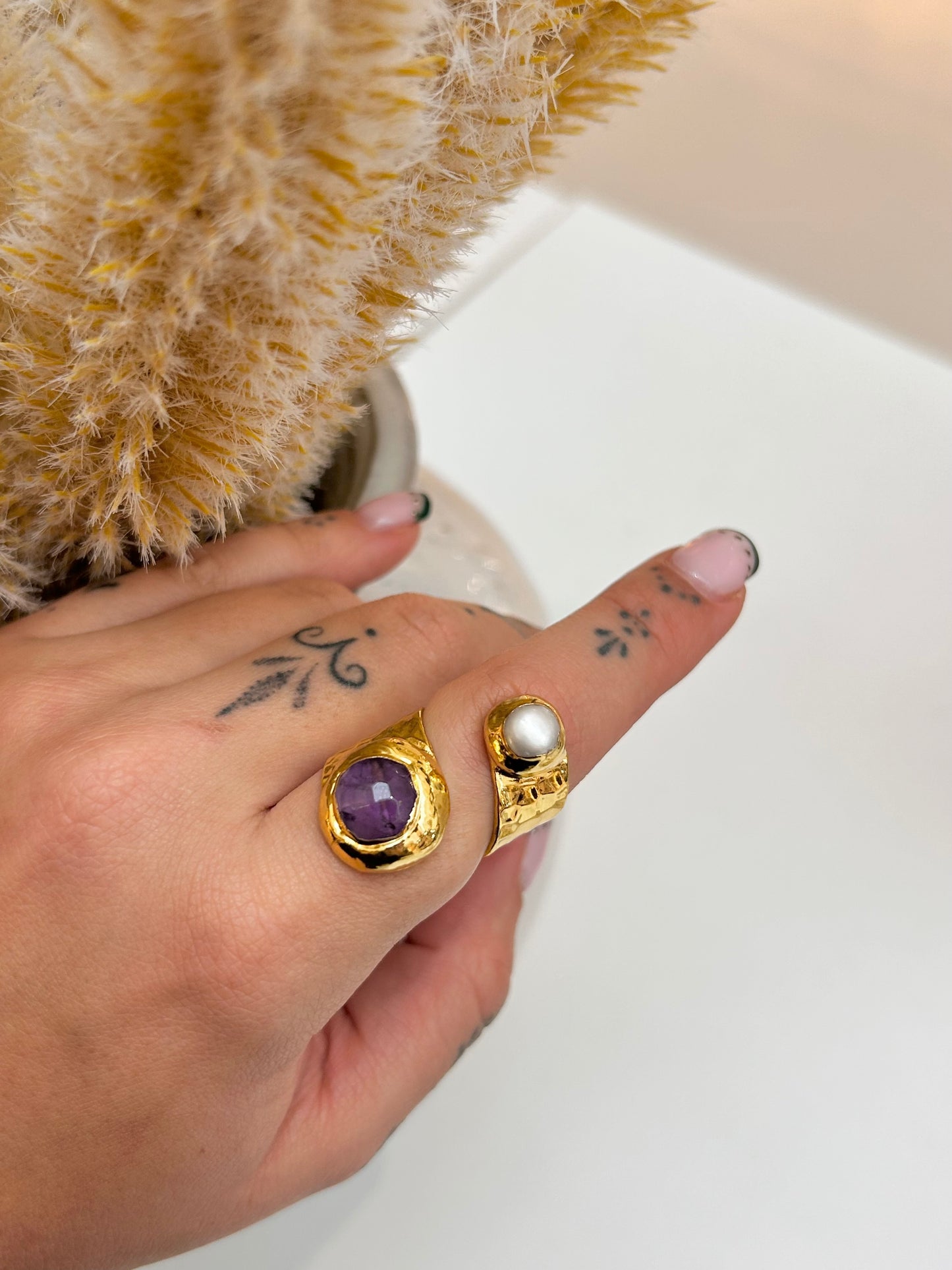 
                  
                    Double Freshwater Pearl & Amethyst Adjustable Ring
                  
                