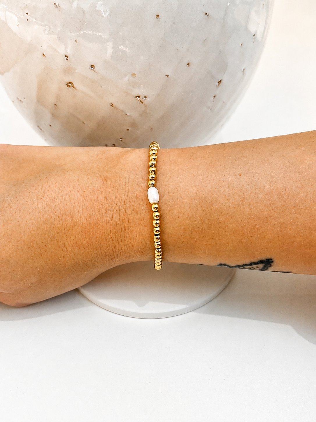 
                  
                    Gold Bead Freshwater Pearl Bracelet
                  
                