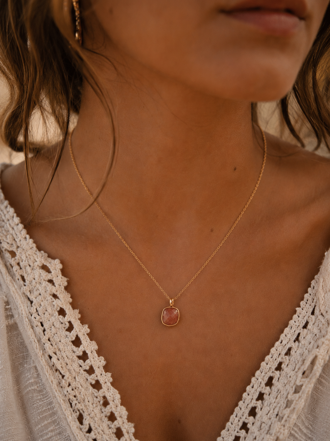 
                  
                    Sunstone Squared Necklace
                  
                