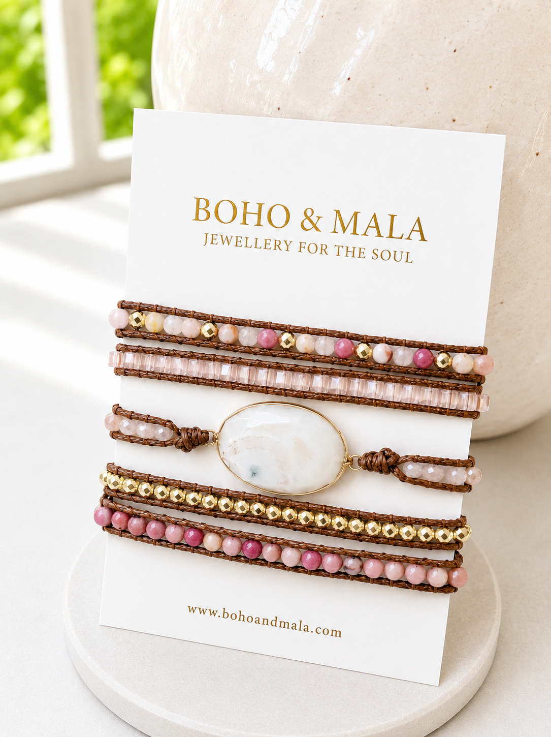 
                  
                    Handmade White Agate Mixed Natural Stone Wrap Bracelet
                  
                