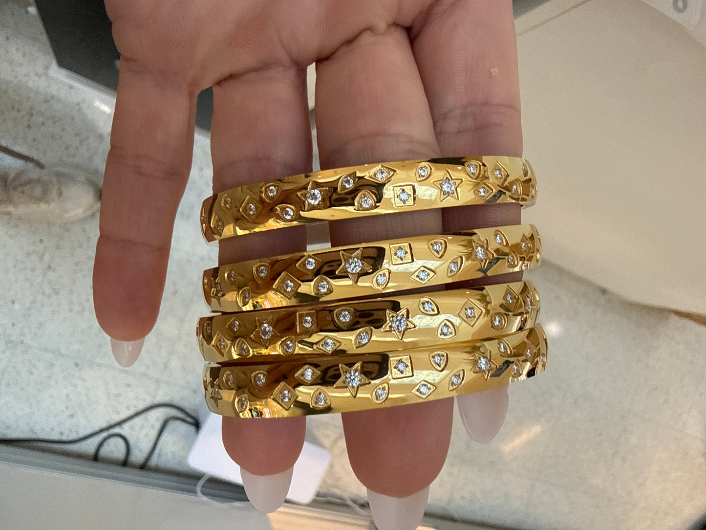 
                  
                    Gold Celestial Crystal Bangle | Waterproof – Boho & Mala jewellery
                  
                
