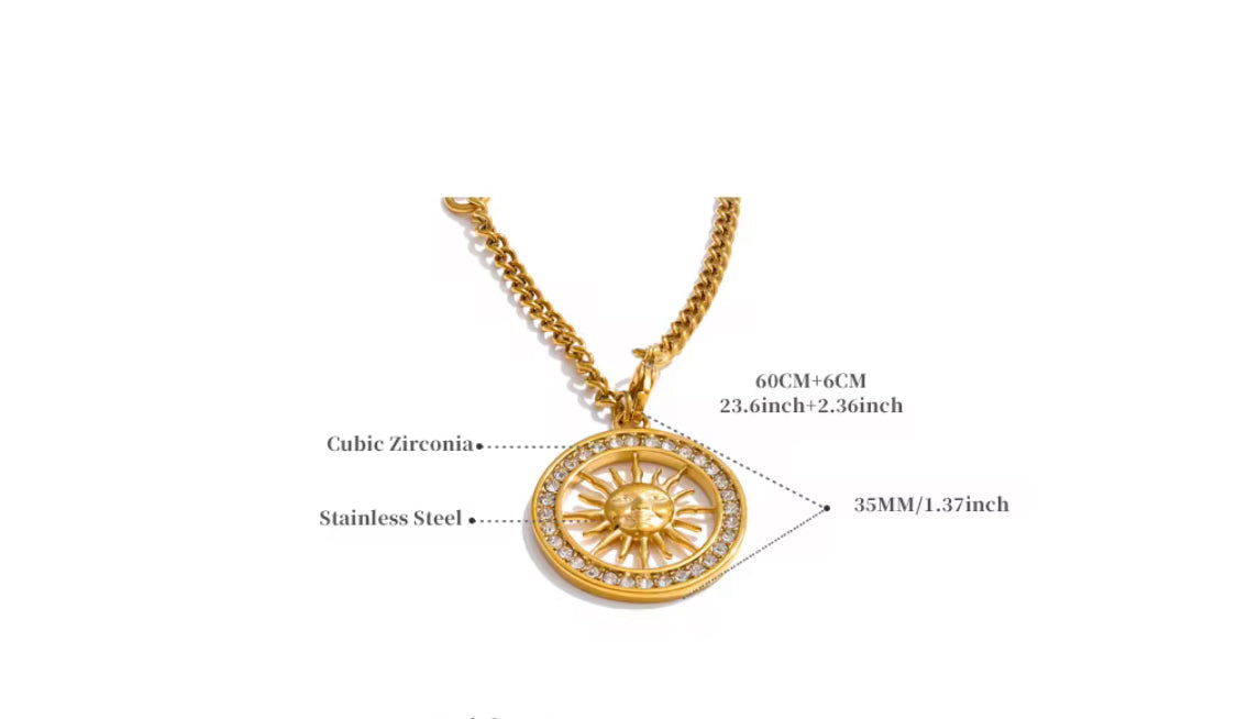 
                  
                    Soleil Crystal Sun Necklace – Waterproof & Tarnish-Free
                  
                
