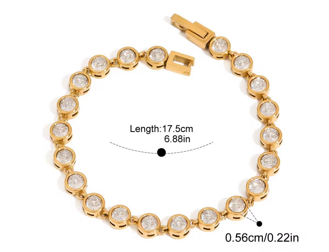 
                  
                    Close-up of the Celestial Gold Crystal Tennis Bracelet
                  
                