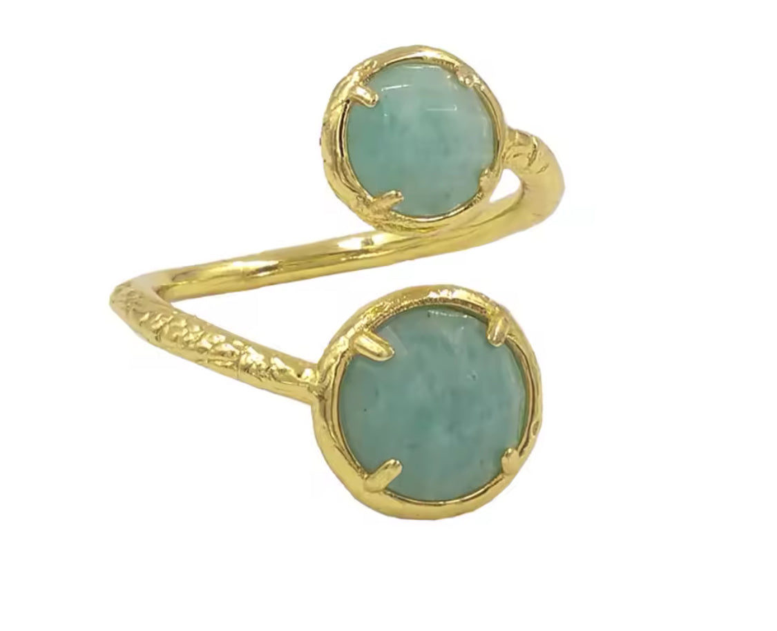 
                  
                    Boho & Mala Calming Amazonite Gold Ring (adjustable)
                  
                