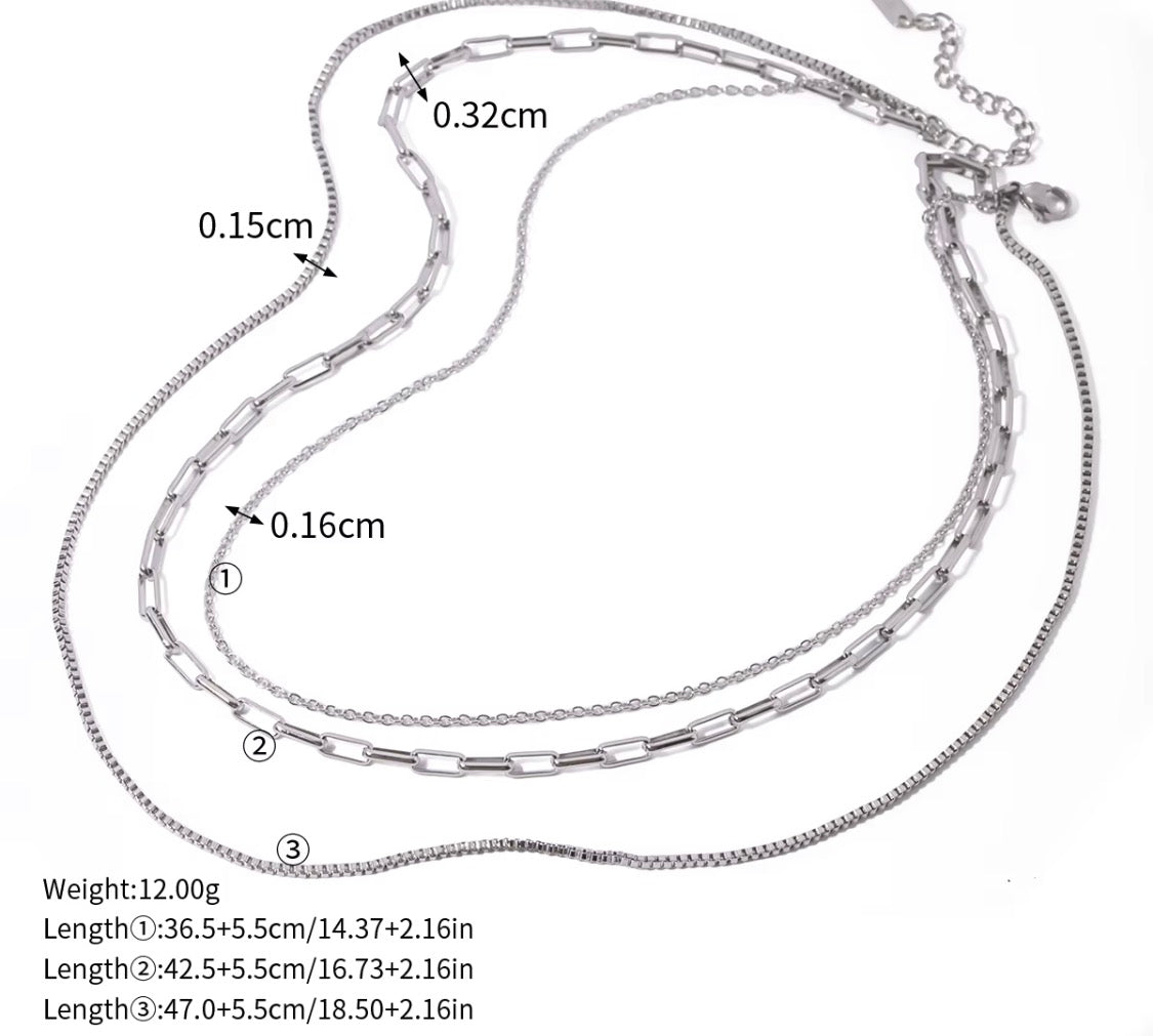 
                  
                    Capri Silver Triple Layer Chain Necklace – Waterproof Stainless Steel
                  
                