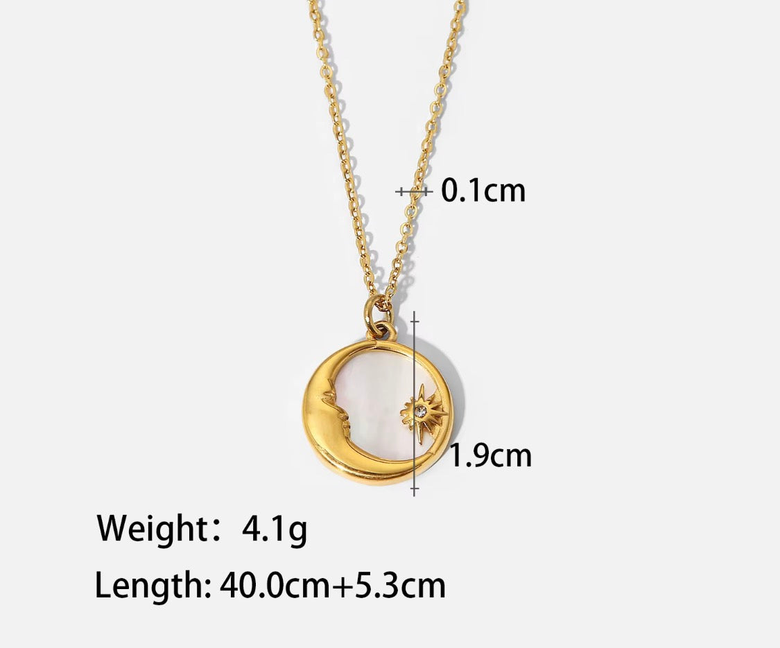 
                  
                    Celeste Moon & Star Necklace – Mother of Pearl Shell
                  
                