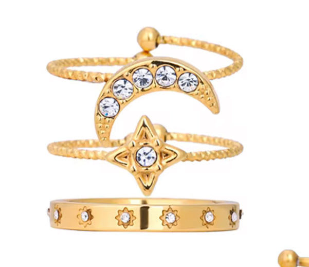 
                  
                    Gold Plated Stainless Steel Triple Layered Waterproof & Tarnish-Free Size 7 Ring- Boho Jewellery For Everyday Wear
                  
                