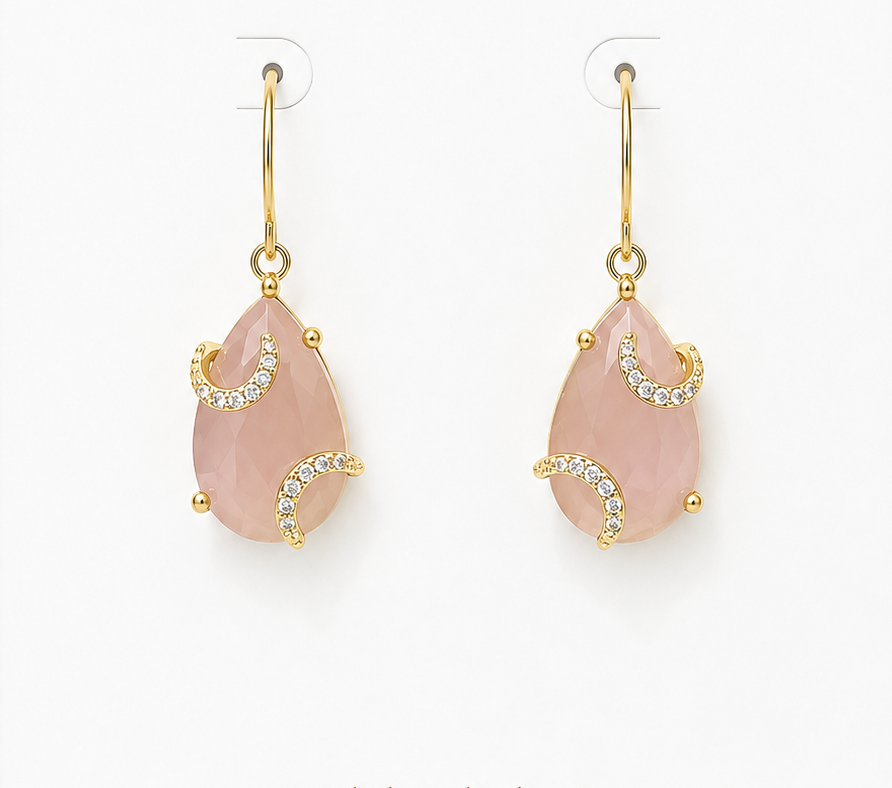 
                  
                    Rose Quartz Luna Earrings
                  
                