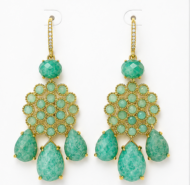 
                  
                    Soleya Amazonite Drop Earrings – Genuine Gemstone Statement Earrings
                  
                