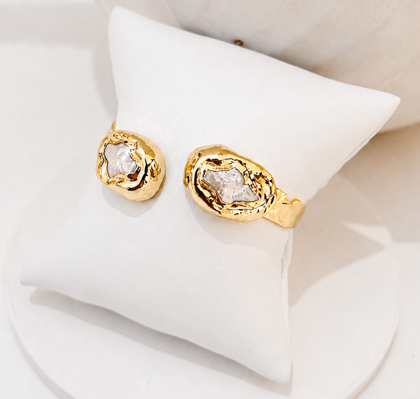 
                  
                    Thalassa Fresh Water Pearl Cross Cuff Bracelet
                  
                