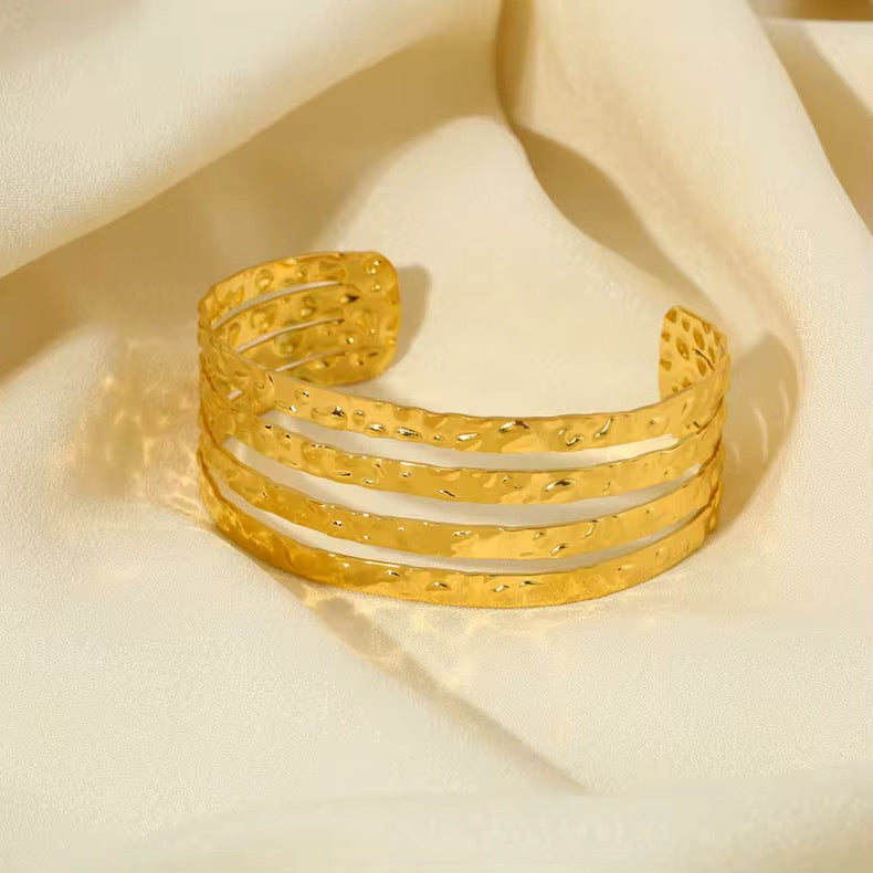 
                  
                    Aurora Textured Gold Bangle – alternate view
                  
                