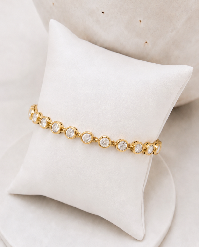 
                  
                    Celestial Gold Crystal Tennis Bracelet – alternate view
                  
                