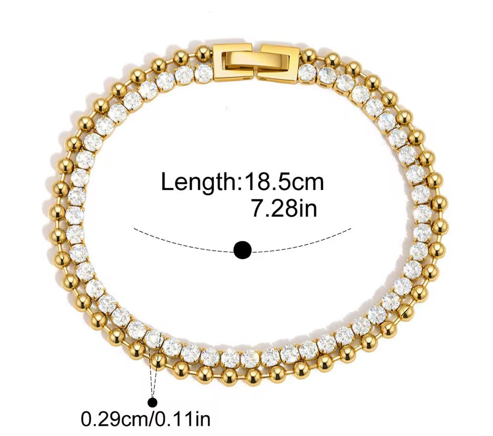 
                  
                    Celestia Gold Crystal and Bead Tennis Bracelet | Waterproof – Boho & Mala jewellery
                  
                