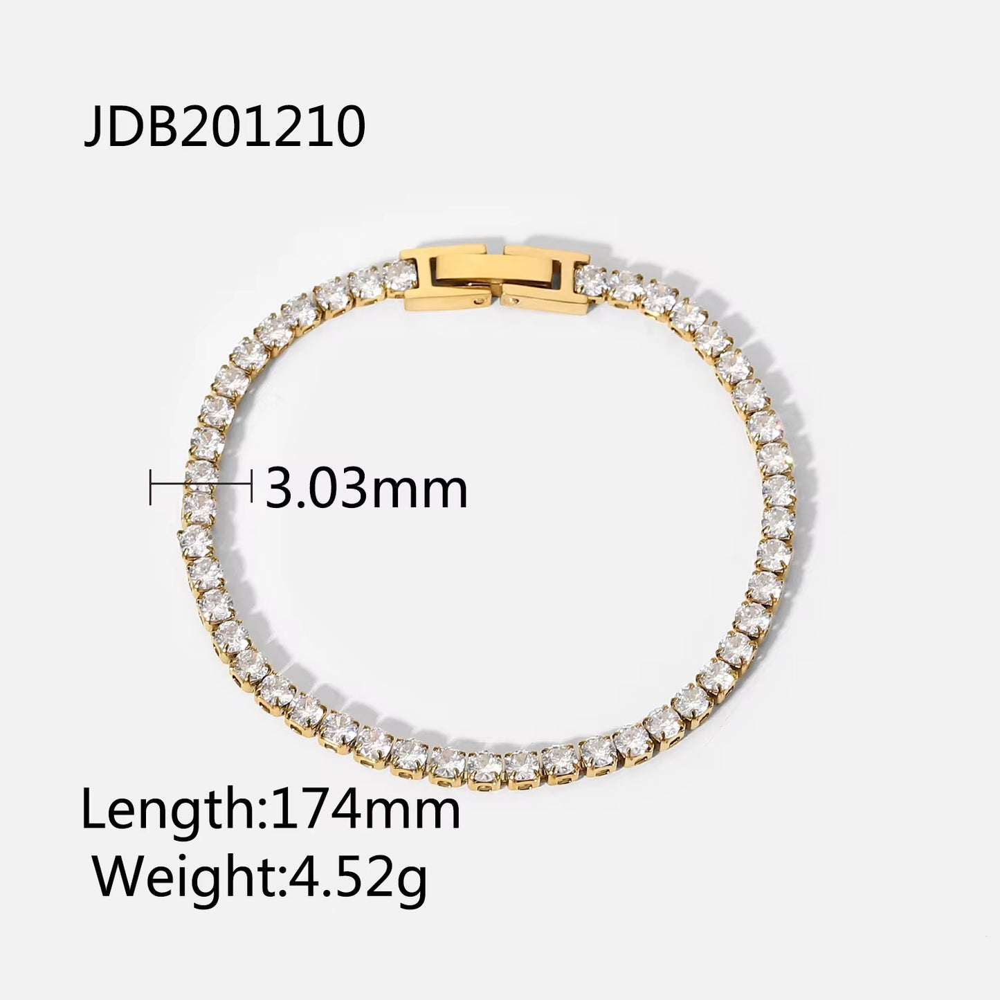 
                  
                    Celeste Classic Gold Tennis Bracelet measurements
                  
                