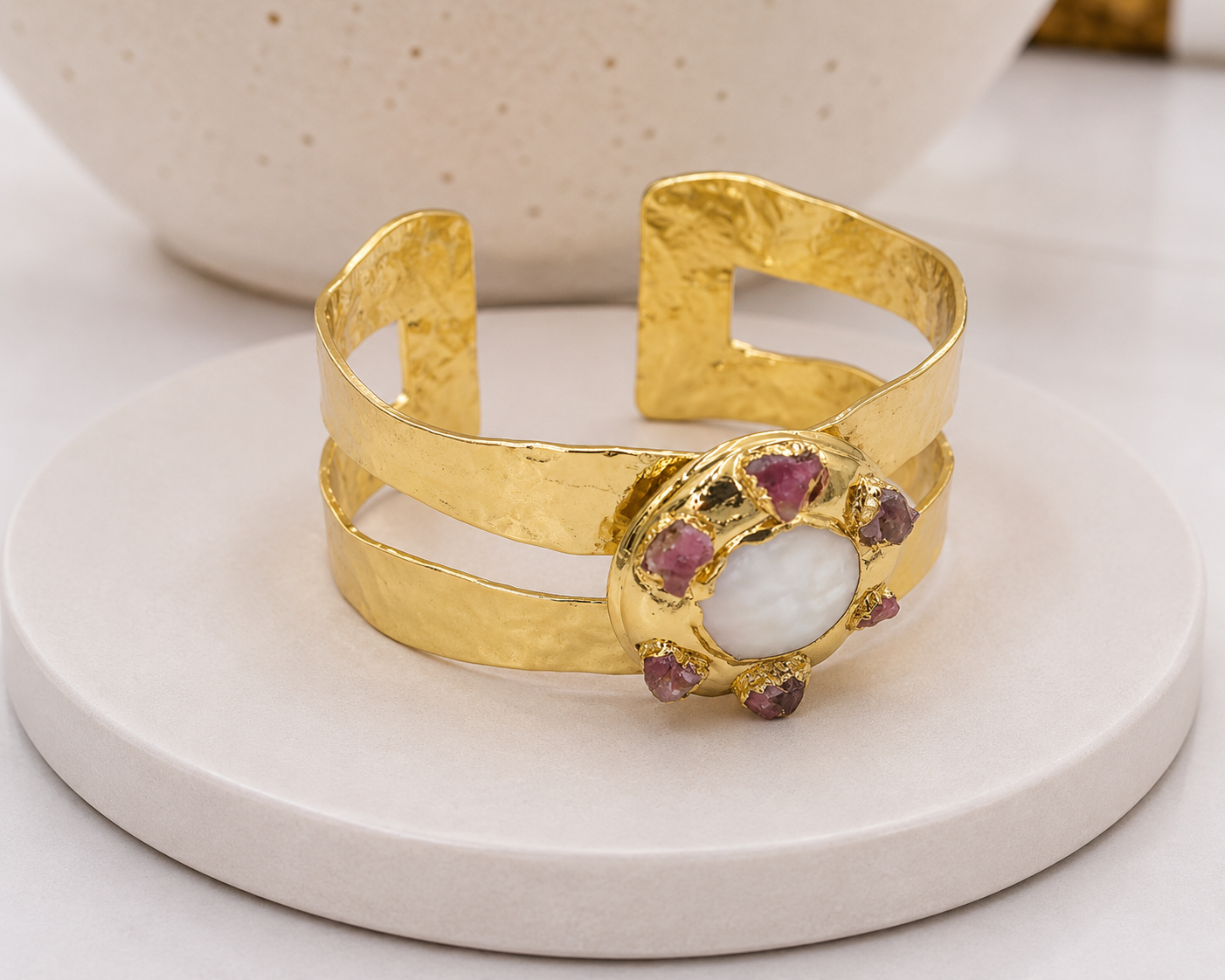 
                  
                    Coralia Pearl & Stone Cuff
                  
                