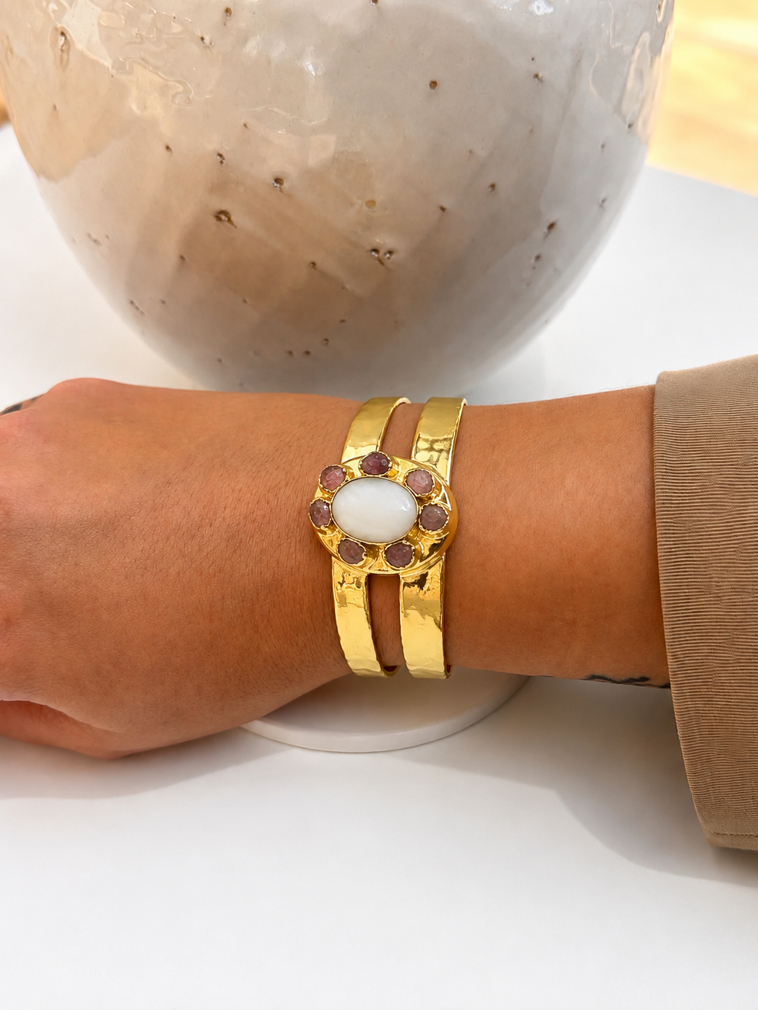 
                  
                    Coralia Pearl & Stone Cuff
                  
                