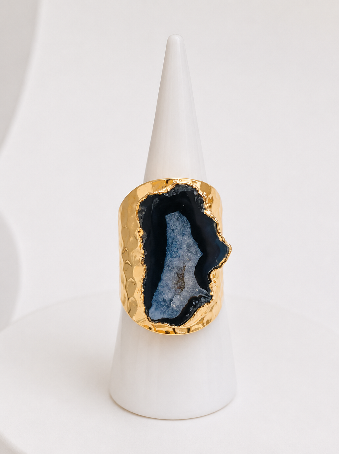
                  
                    Elowyn Black & Blue Agate Geode Ring
                  
                