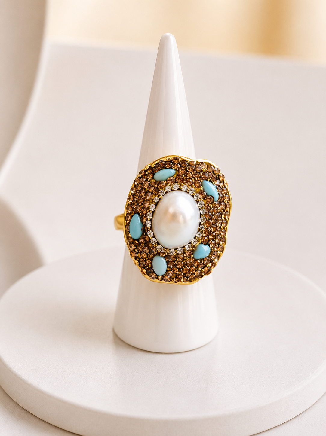 
                  
                    Celestia Amazonite & Freshwater Pearl Ring
                  
                