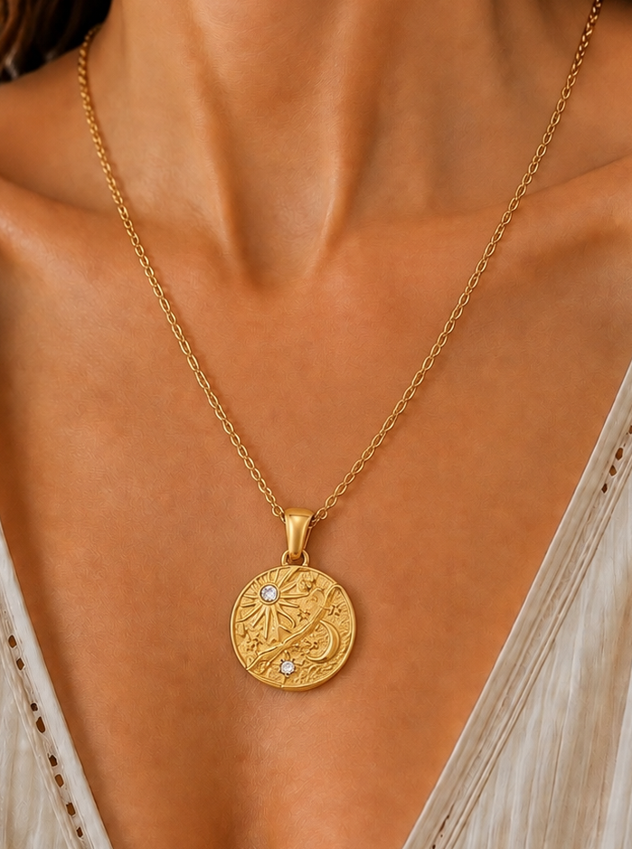 
                  
                    Luna Celestial Sun & Moon Necklace – Waterproof & Tarnish-Free
                  
                
