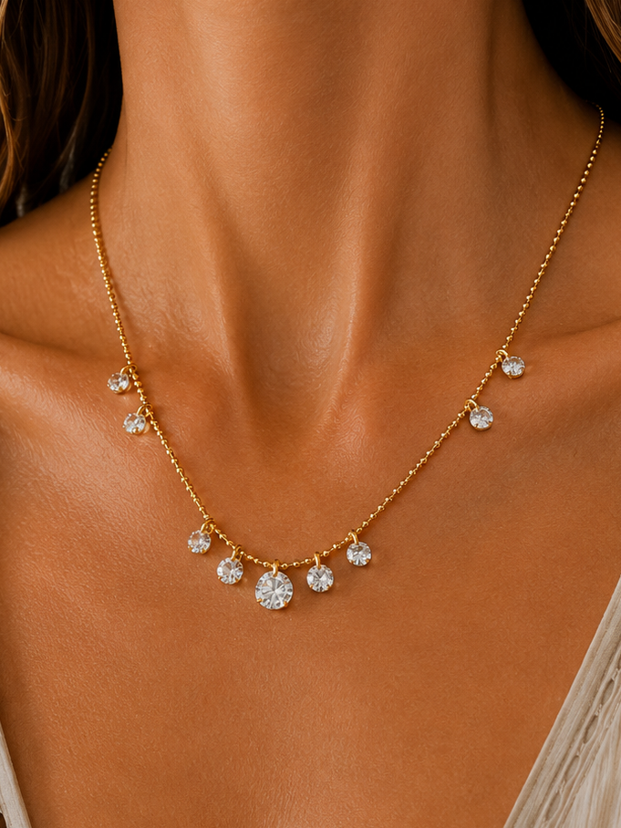 
                  
                    Cubic Zirconia Gold Necklace | Waterproof & Tarnish-Free
                  
                