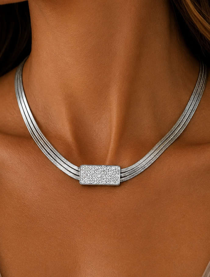 
                  
                    Luna Silver Multi-Strand Necklace – Sparkling Cubic Zirconia
                  
                
