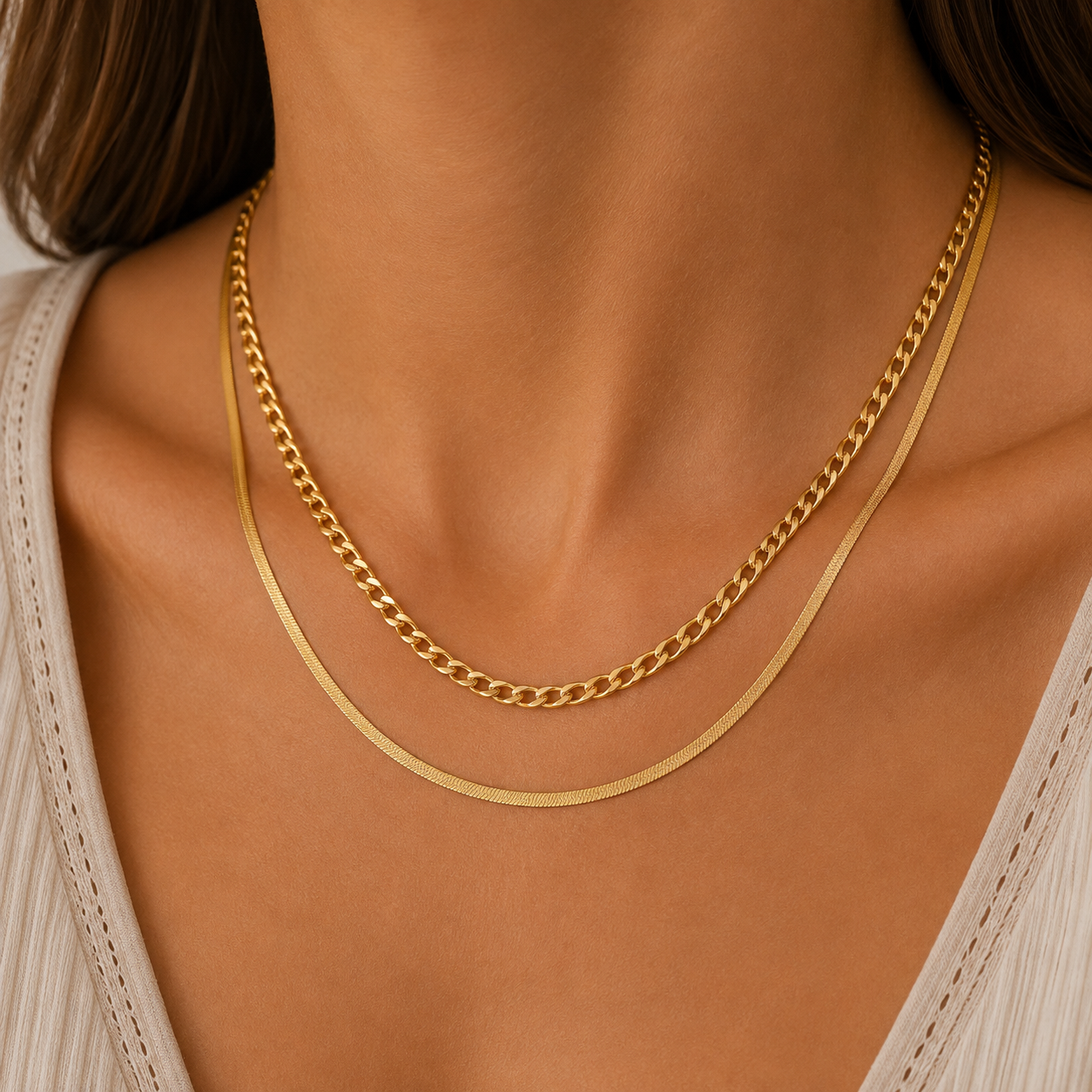 
                  
                    Aurelia Double Layer Chain Necklace – Waterproof Gold-Plated Stainless Steel
                  
                