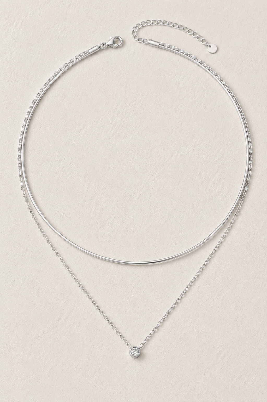 
                  
                    Aria Silver Double Layer Zirconia Necklace – Waterproof Stainless Steel
                  
                