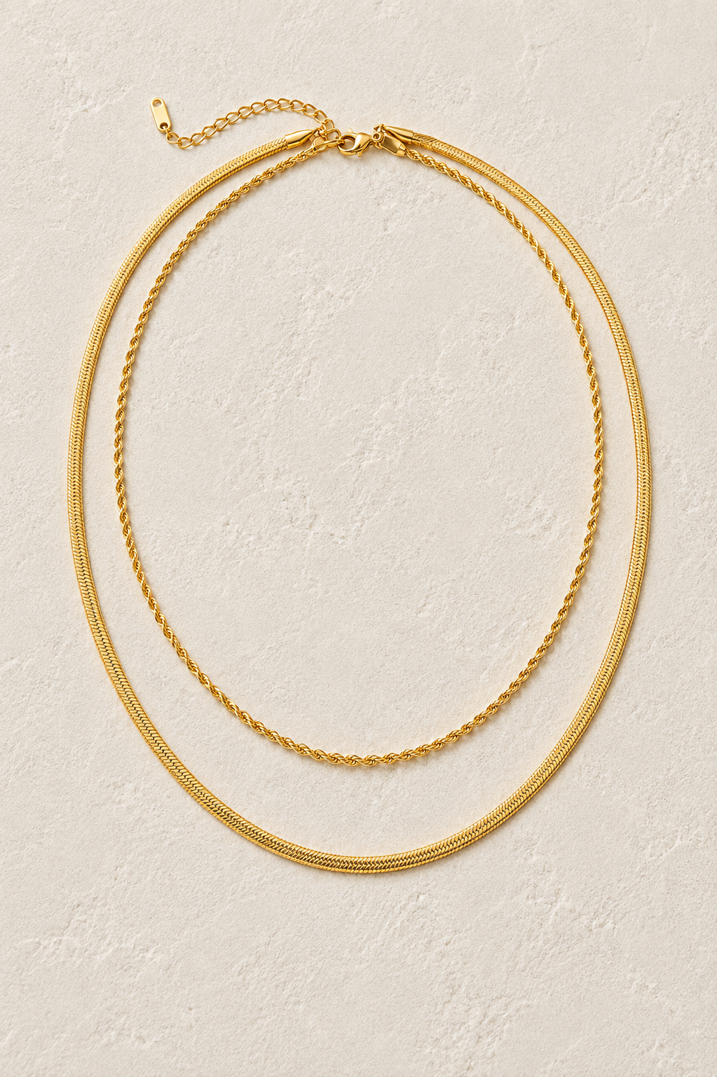 
                  
                    Celeste Double Layer Chain Necklace – Waterproof Gold-Plated Stainless Steel
                  
                