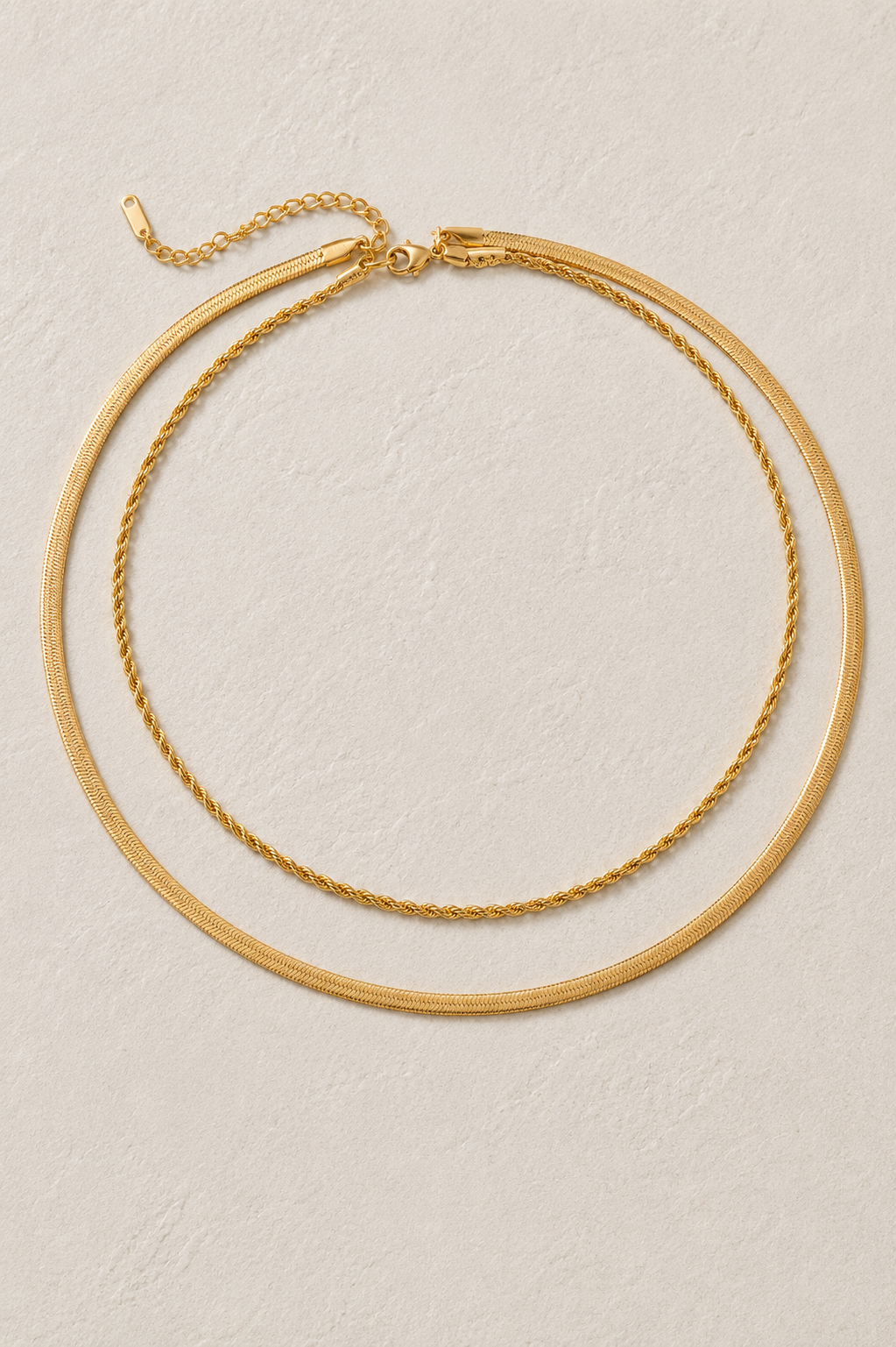 
                  
                    Celeste Double Layer Chain Necklace – Waterproof Gold-Plated Stainless Steel
                  
                