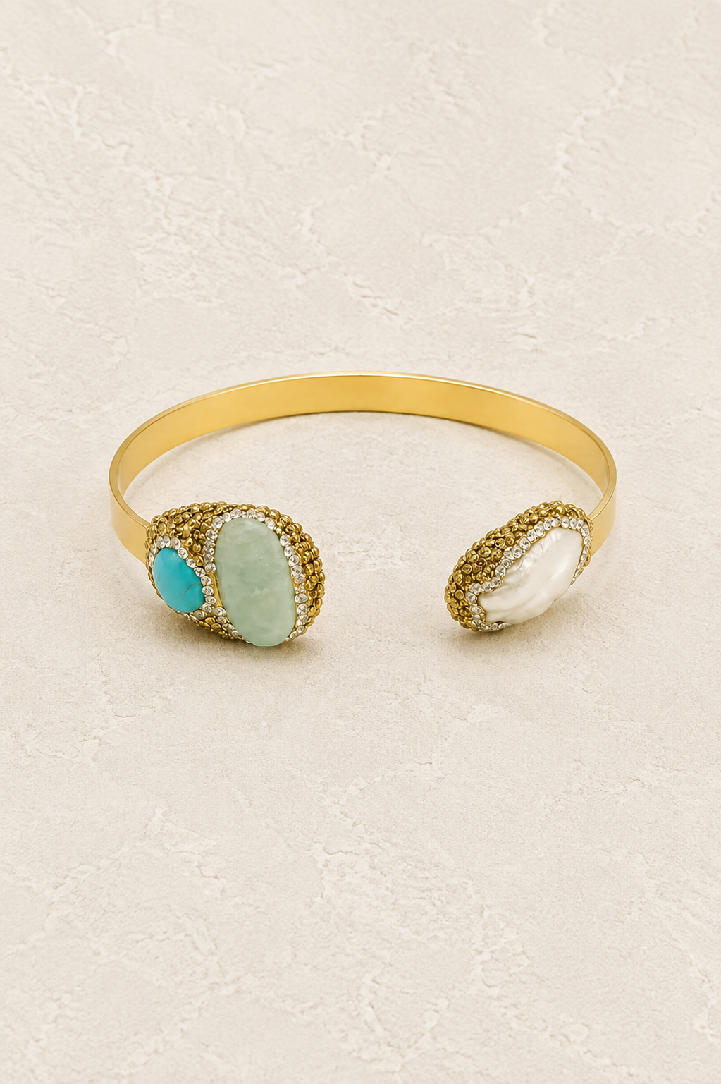 
                  
                    Azura Amazonite Turquoise & Freshwater Pearl Cuff Bracelet
                  
                
