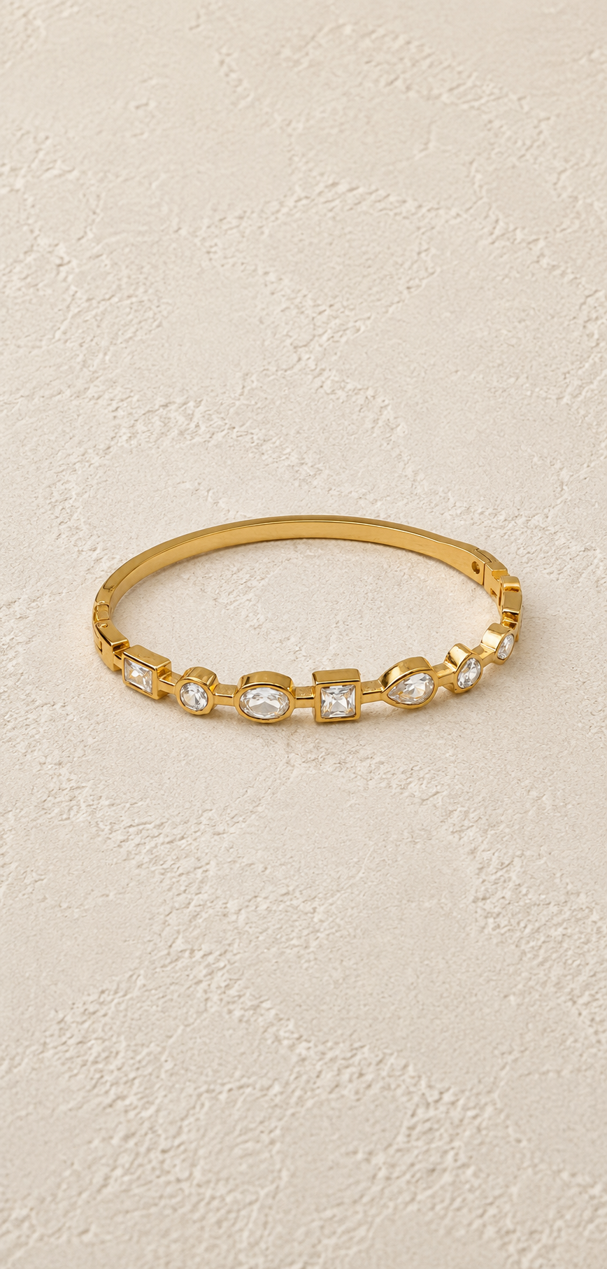 
                  
                    Aviora Gold Mixed-Cut Crystal Bangle – waterproof gold bangle by Boho & Mala
                  
                