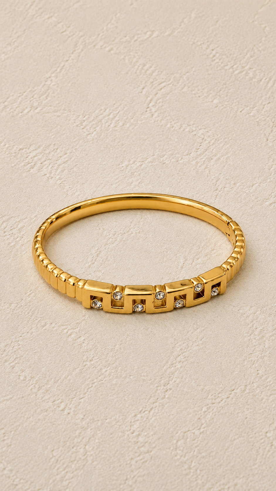 
                  
                    Marcella Gold Geometric Crystal Bangle – waterproof gold bangle by Boho & Mala
                  
                