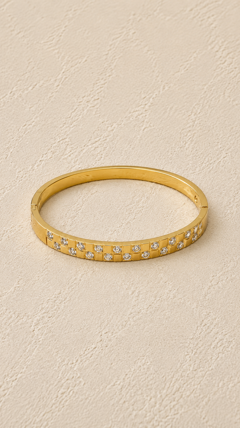
                  
                    Elisia Gold Square Crystal Bangle – waterproof gold bangle by Boho & Mala
                  
                