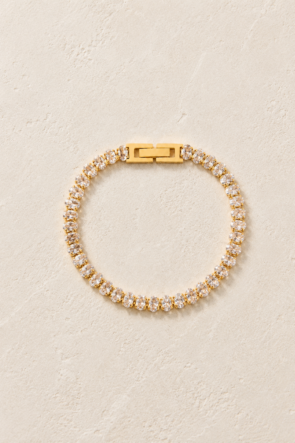 
                  
                    Aurora Oval Crystal Gold Tennis Bracelet – waterproof gold bracelet by Boho & Mala
                  
                
