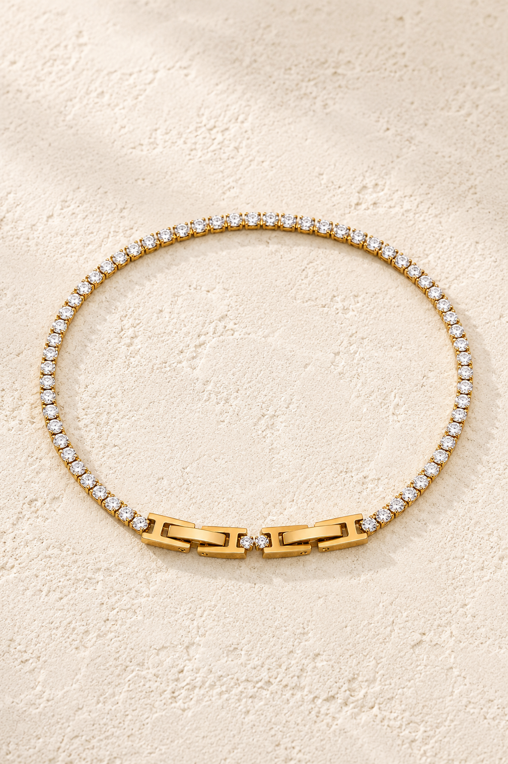 Lumière Gold Crystal Tennis Bracelet – waterproof gold bracelet by Boho & Mala