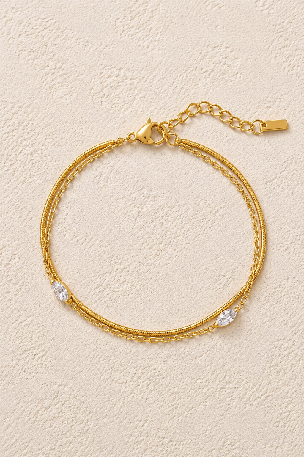 
                  
                    Celeste Gold Crystal Layered Bracelet – waterproof gold bracelet by Boho & Mala
                  
                