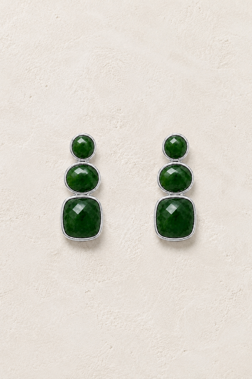 
                  
                    Solenne Silver Green Jade - Genuine Gemstone Stud Earrings
                  
                