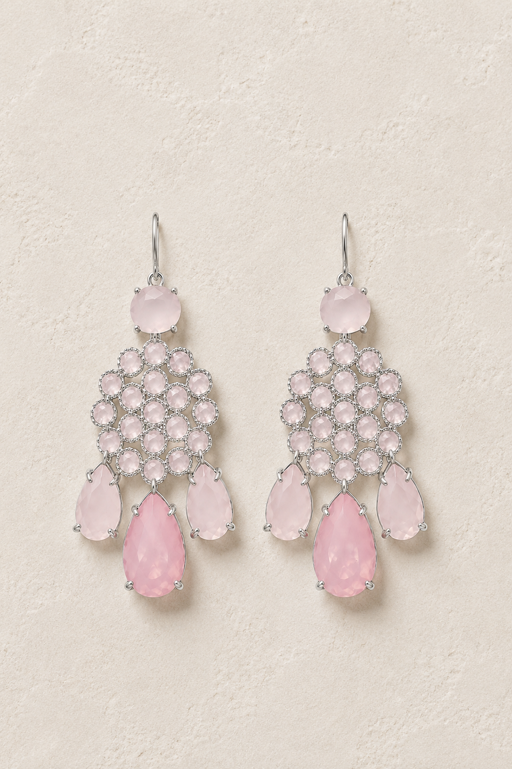 
                  
                    Soleya Silver Rose Quartz – Genuine Gemstone Statement Drop Earrings
                  
                