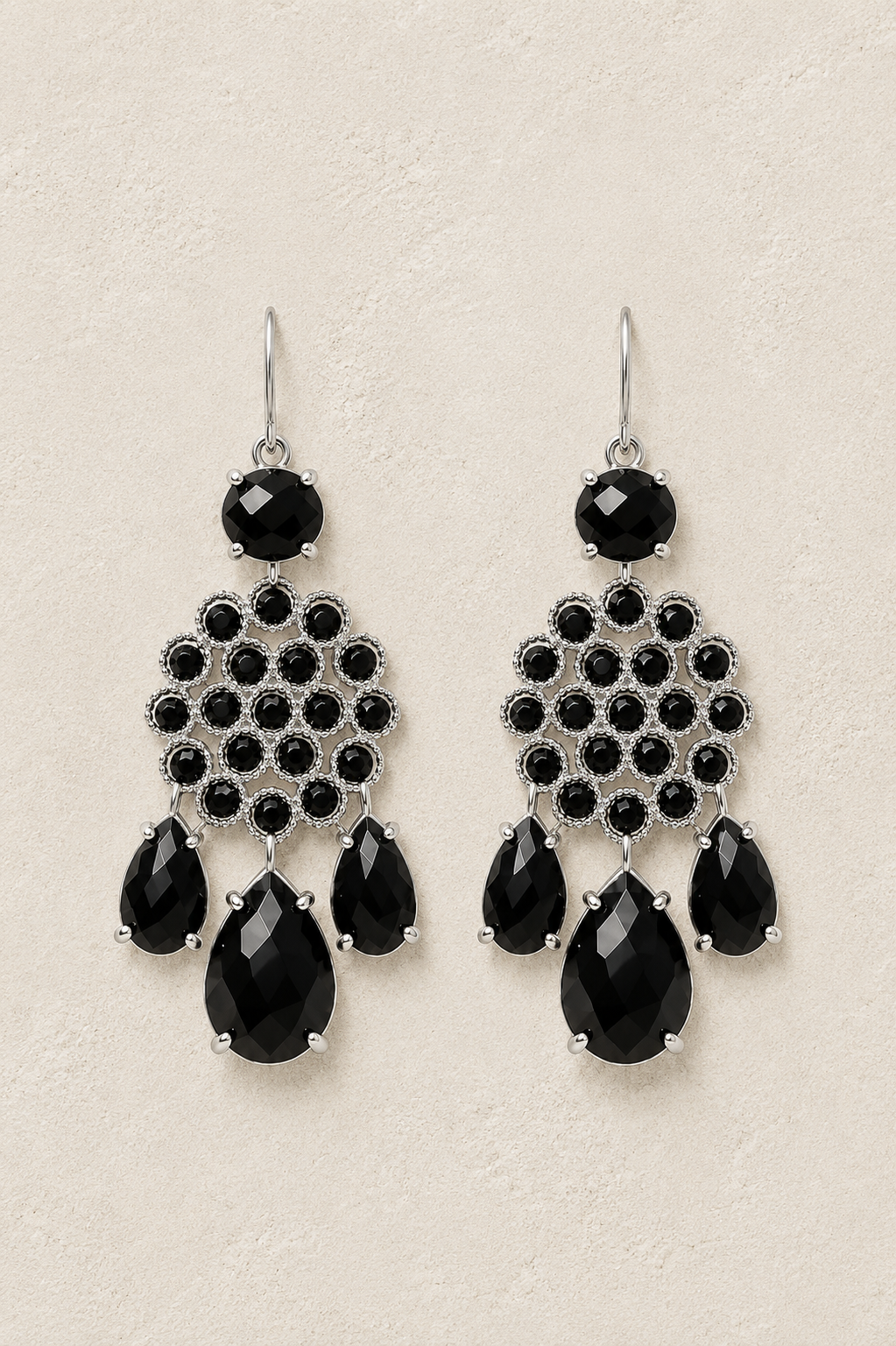 
                  
                    Soleya Silver Black Obsidian – Genuine Gemstone Statement Drop Earrings
                  
                