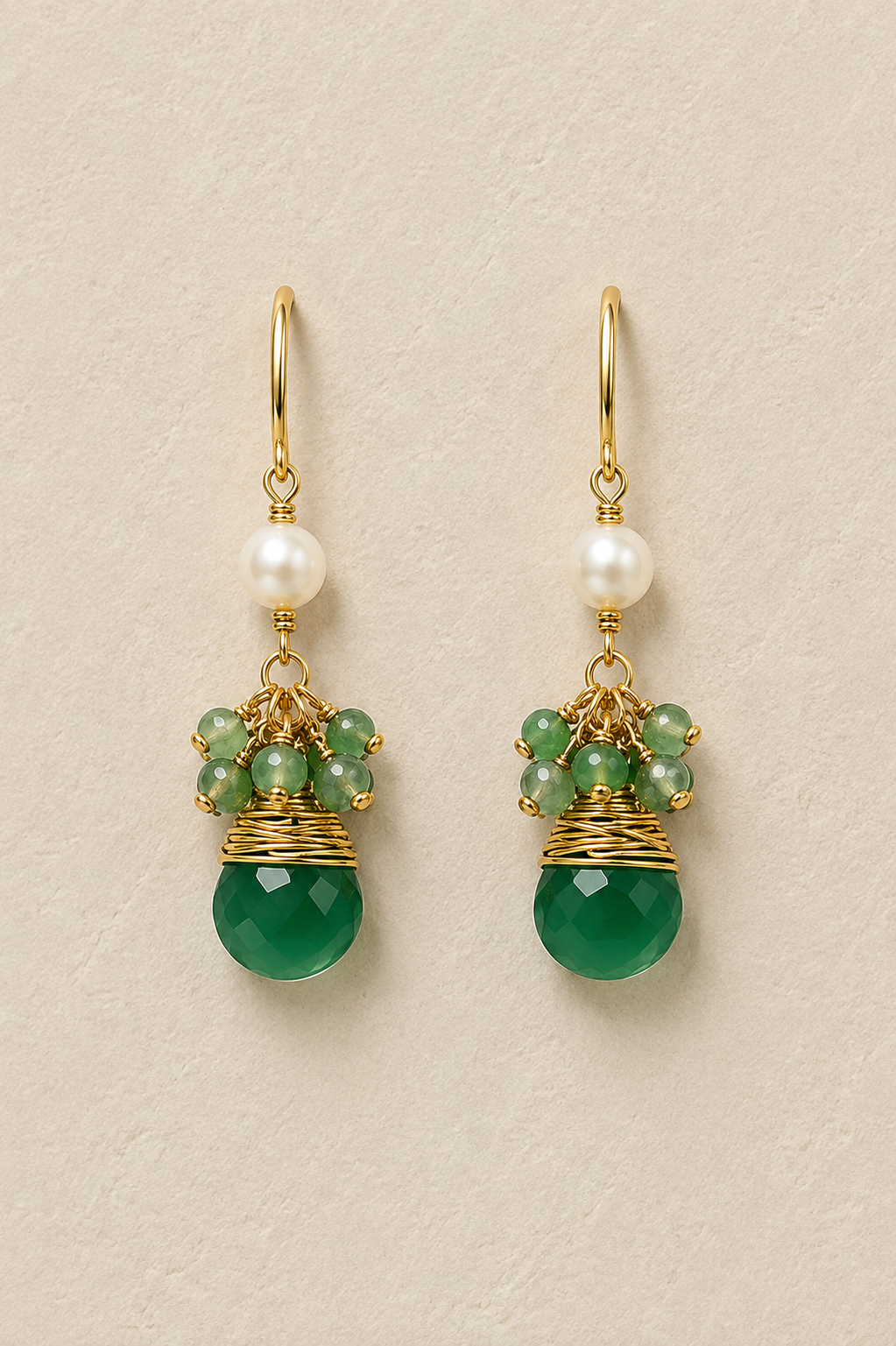 
                  
                    Maris Green Jade - Genuine Gemstone & Freshwater Pearl Earrings
                  
                