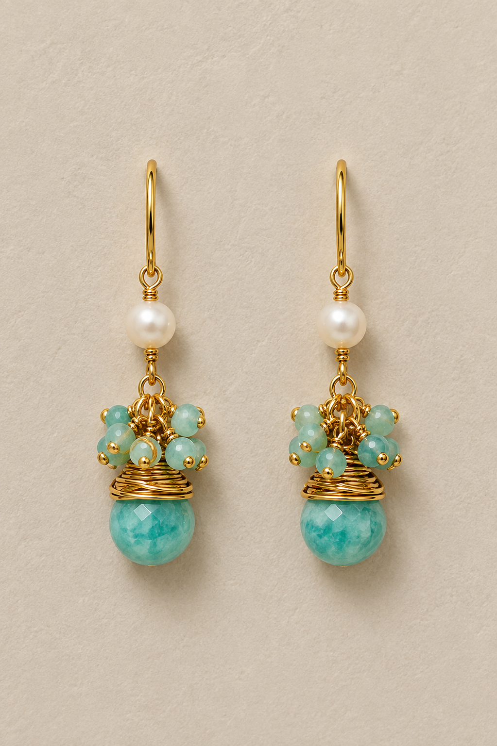 
                  
                    Maris Amazonite - Genuine Gemstone Freshwater Pearl Earrings
                  
                