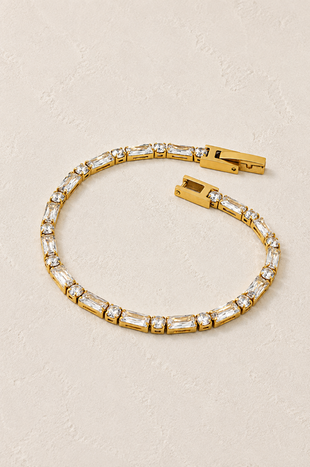 
                  
                    Avelisse Emerald & Round Crystal Gold Tennis Bracelet – waterproof gold bracelet by Boho & Mala
                  
                