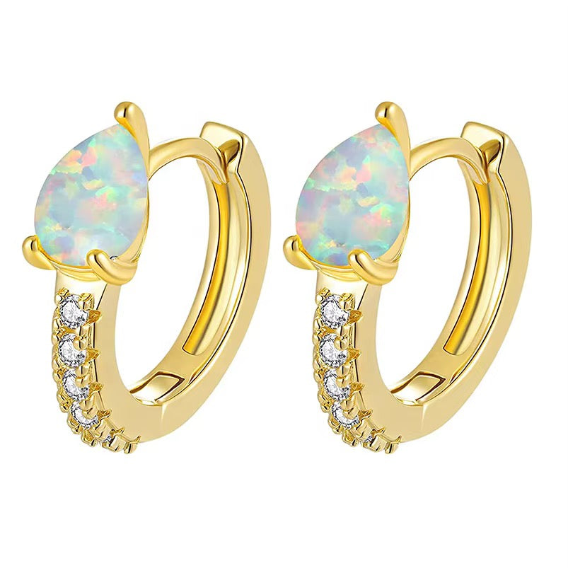 
                  
                    Opal Huggie Hoop Earrings – 18K Gold Plated Sterling Silver
                  
                
