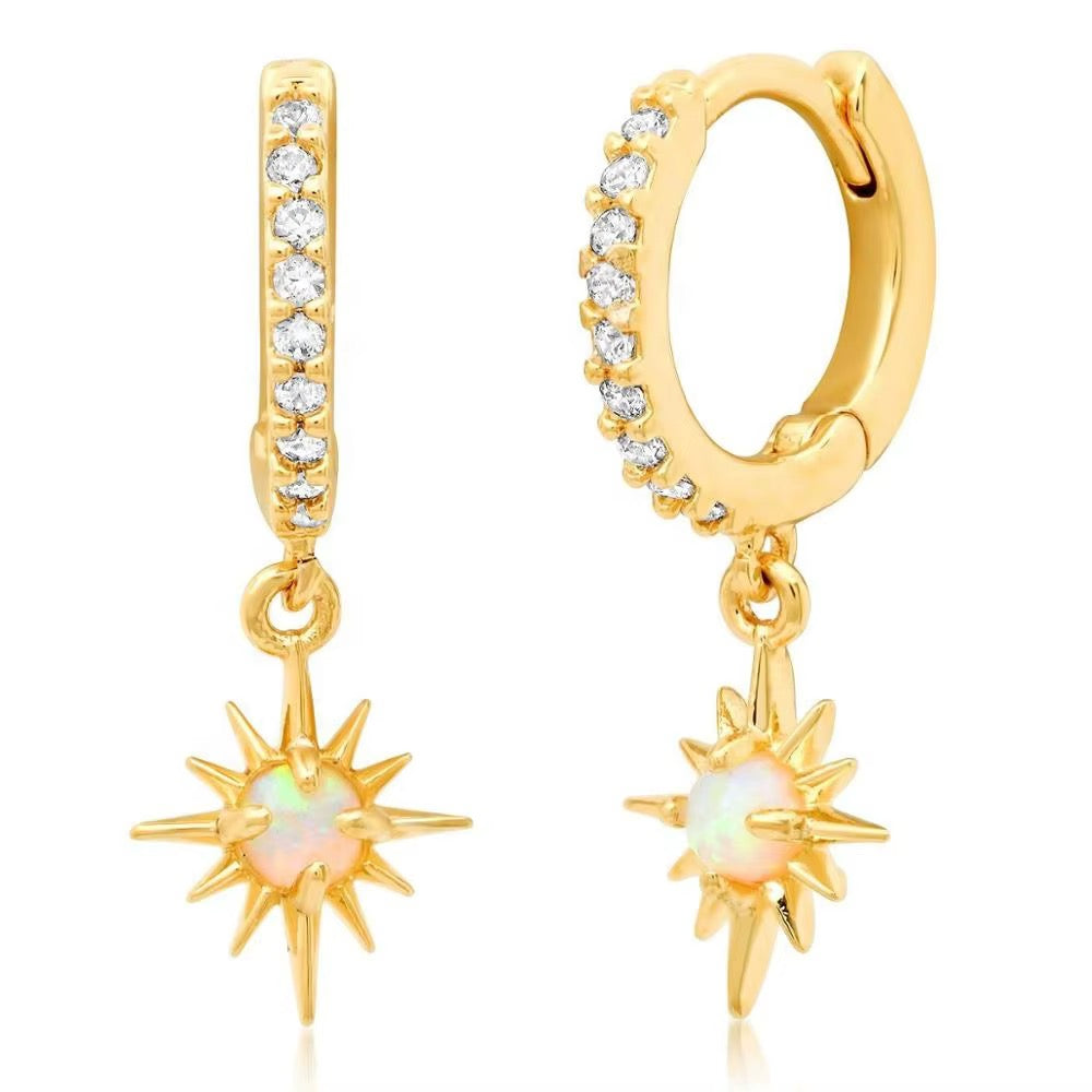 
                  
                    Celestial Star Hoop Earrings – 18K Gold Plated Sterling Silver
                  
                