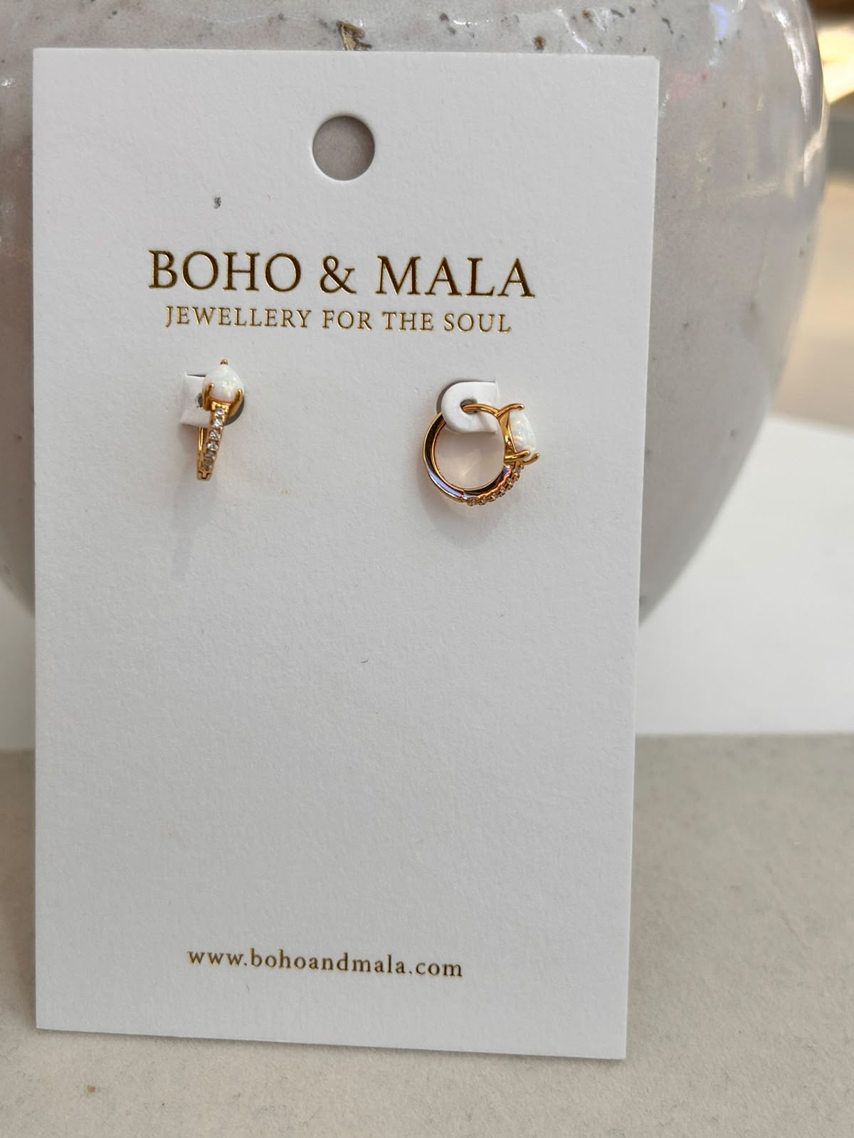 
                  
                    Opal Huggie Hoop Earrings – 18K Gold Plated Sterling Silver
                  
                