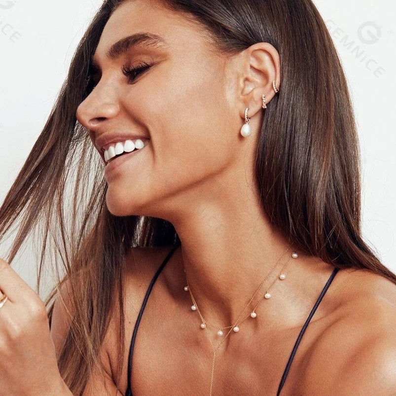 
                  
                    Boho & Mala Pearl Sterling Silver Hoop Huggie Earrings
                  
                