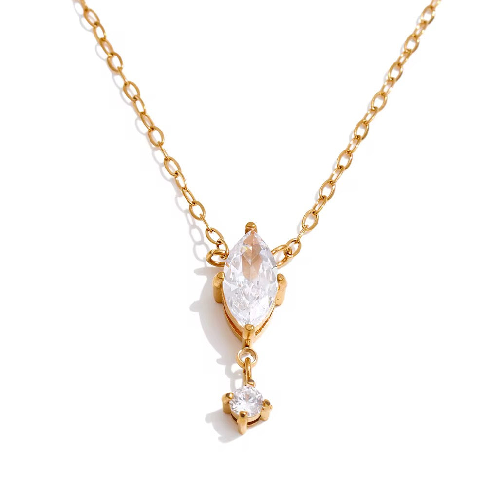 
                  
                    Elara Marquise Cubic Zirconia Necklace – Waterproof Gold-Plated Stainless Steel
                  
                