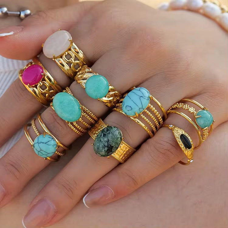 
                  
                    Gold Plated Stainless Steel Waterproof & Tarnish-Free Adjustable Ring- Boho Jewellery For Everyday Wear
                  
                